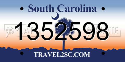 1352598 South Carolina License Plate