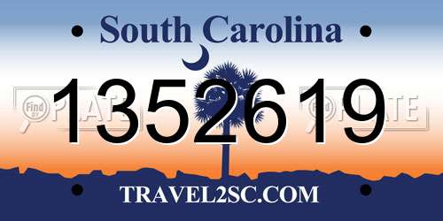 1352619 South Carolina License Plate