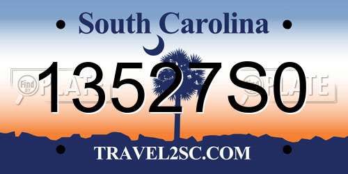 13527S0 South Carolina License Plate