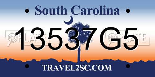 13537G5 South Carolina License Plate