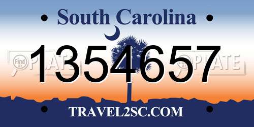 1354657 South Carolina License Plate