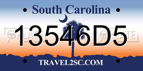 13546D5 South Carolina License Plate
