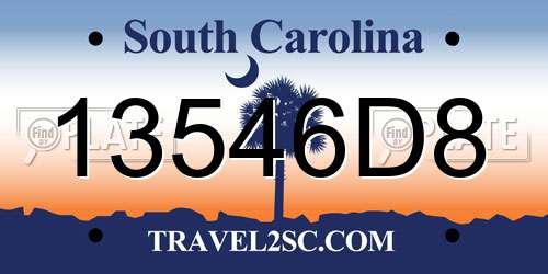 13546D8 South Carolina License Plate
