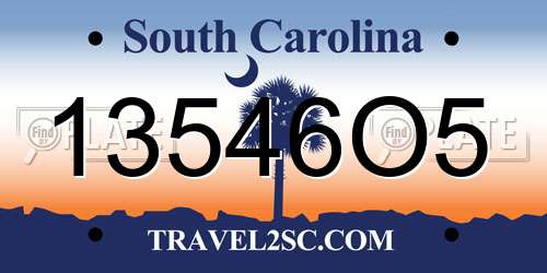 13546O5 South Carolina License Plate