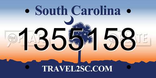 1355158 South Carolina License Plate