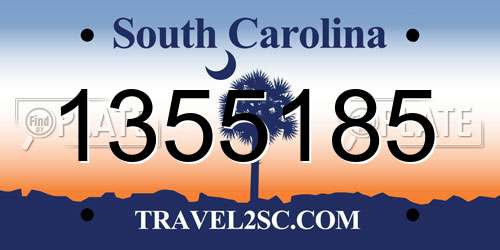 1355185 South Carolina License Plate