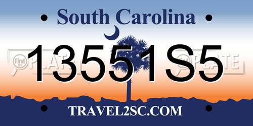 13551S5 South Carolina License Plate