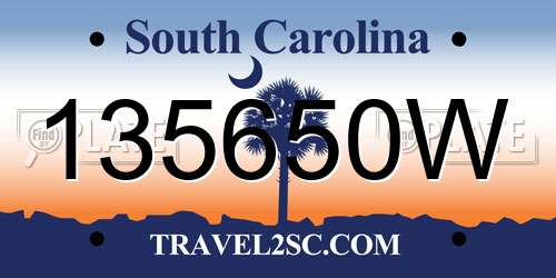 135650W South Carolina License Plate