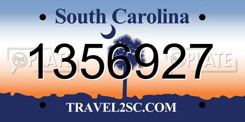 1356927 South Carolina License Plate