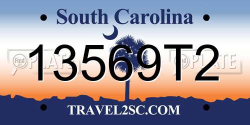 13569T2 South Carolina License Plate