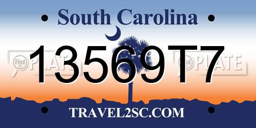 13569T7 South Carolina License Plate