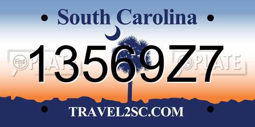 13569Z7 South Carolina License Plate