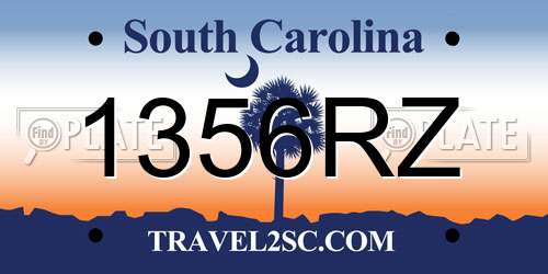 1356RZ South Carolina License Plate