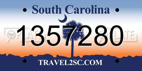 1357280 South Carolina License Plate