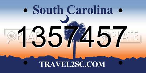 1357457 South Carolina License Plate