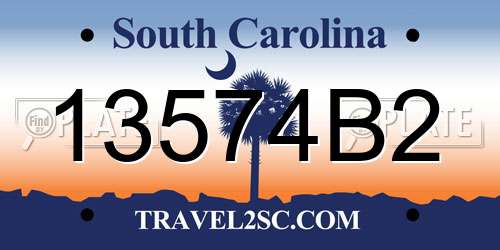 13574B2 South Carolina License Plate
