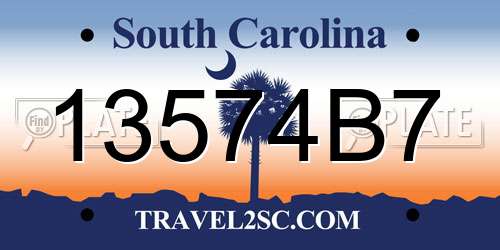 13574B7 South Carolina License Plate