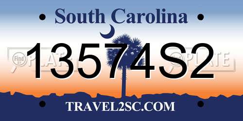 13574S2 South Carolina License Plate