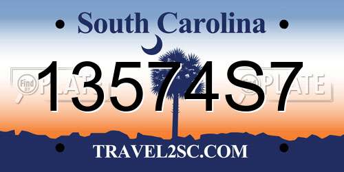 13574S7 South Carolina License Plate