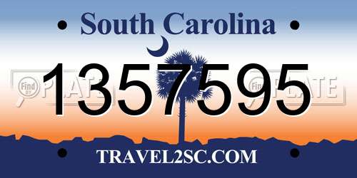 1357595 South Carolina License Plate