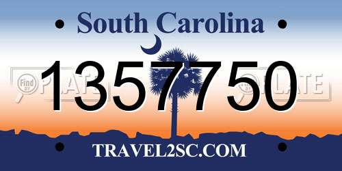 1357750 South Carolina License Plate