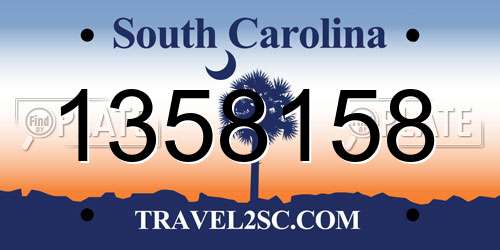 1358158 South Carolina License Plate
