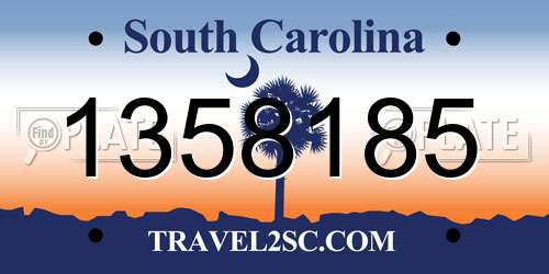 1358185 South Carolina License Plate