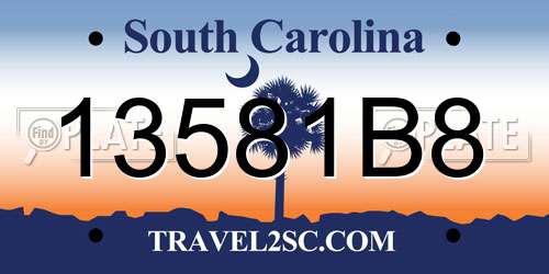 13581B8 South Carolina License Plate
