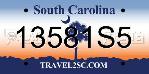 13581S5 South Carolina License Plate