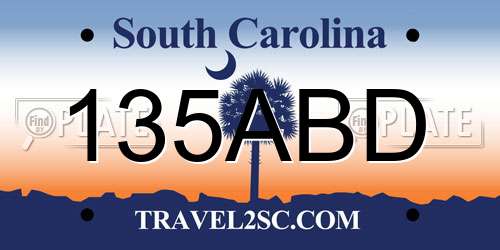 135ABD South Carolina License Plate