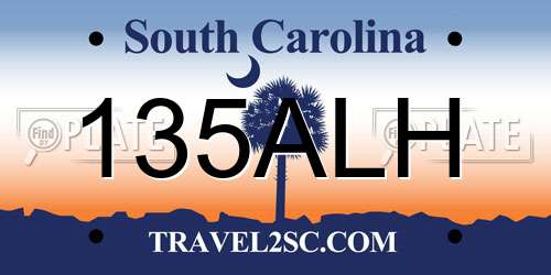 135ALH South Carolina License Plate