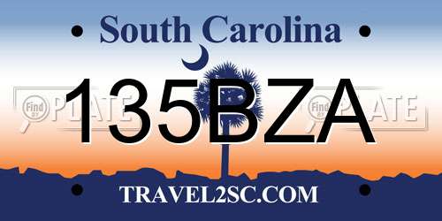 135BZA South Carolina License Plate