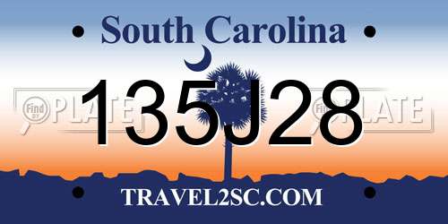 135J28 South Carolina License Plate