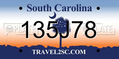 135J78 South Carolina License Plate