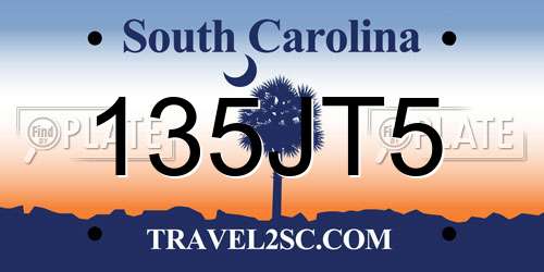 135JT5 South Carolina License Plate