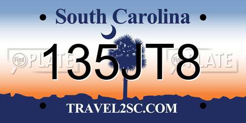 135JT8 South Carolina License Plate