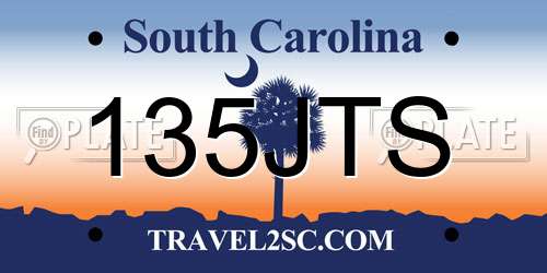 135JTS South Carolina License Plate