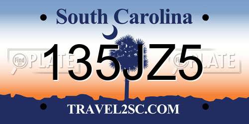 135JZ5 South Carolina License Plate
