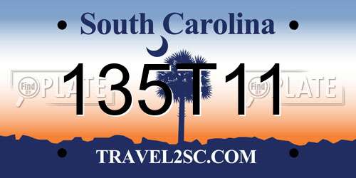 135T11 South Carolina License Plate