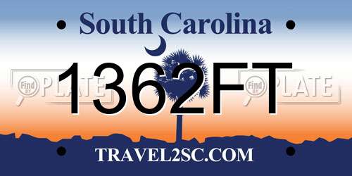 1362FT South Carolina License Plate