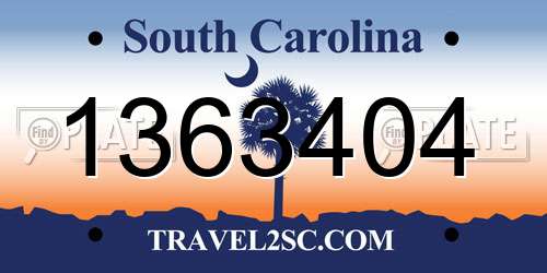 1363404 South Carolina License Plate