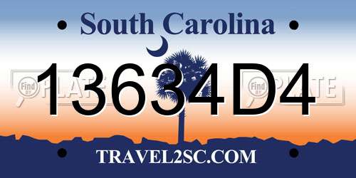13634D4 South Carolina License Plate