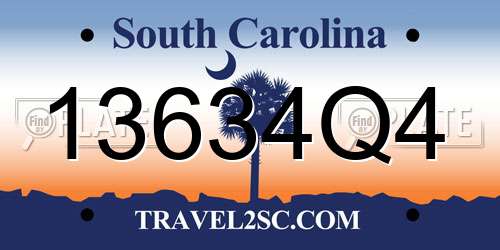 13634Q4 South Carolina License Plate