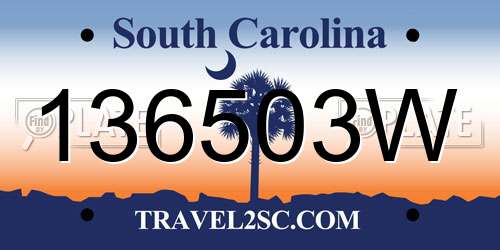 136503W South Carolina License Plate