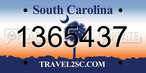 1365437 South Carolina License Plate