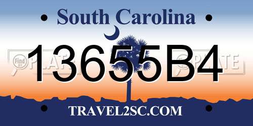 13655B4 South Carolina License Plate