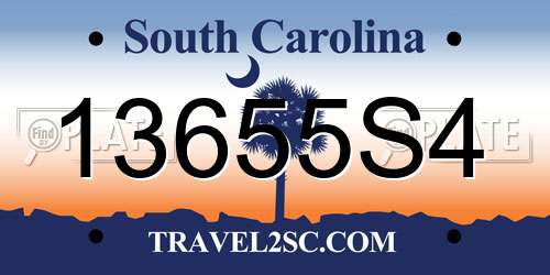 13655S4 South Carolina License Plate