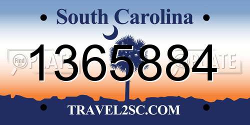 1365884 South Carolina License Plate