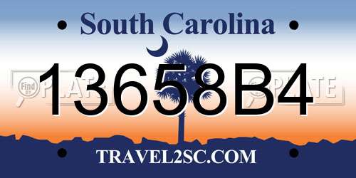 13658B4 South Carolina License Plate