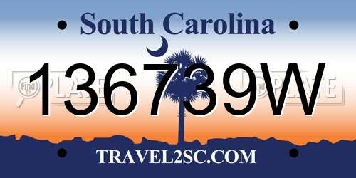 136739W South Carolina License Plate